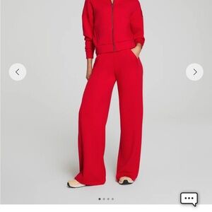 SPANX red wide leg track pants air essentials